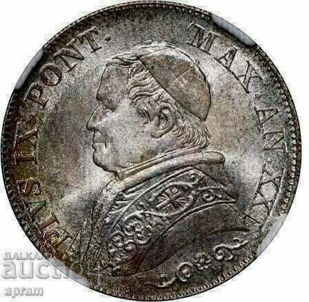 1 lira 1866.Vatican.MS65.Vatican,Vatican. 1 lira 1866.Vatican.MS65.Vatican,Vatican.