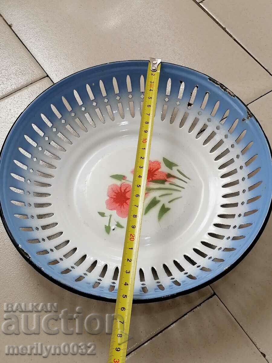 Old pan with enamel, fruit, enameled container - 7