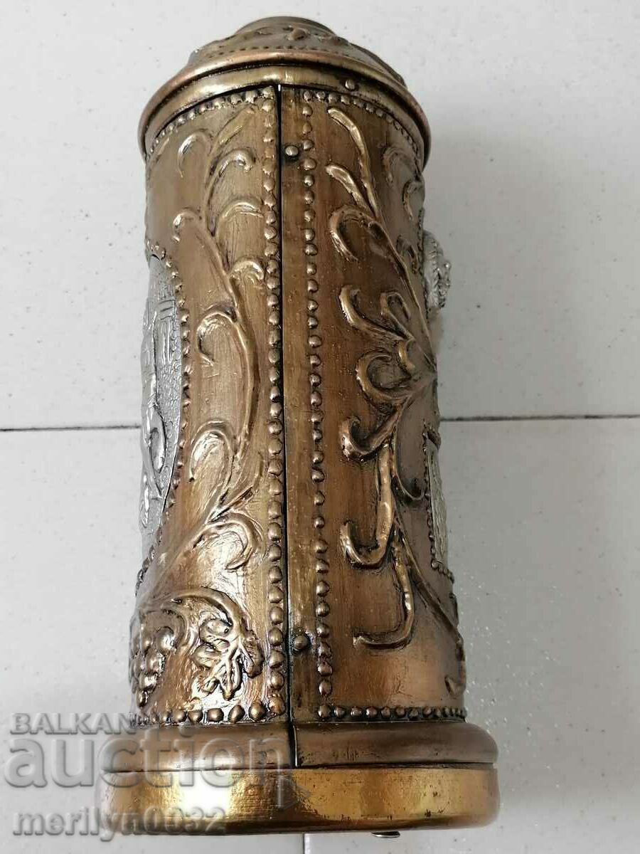 Suport pentru sticle de whisky coniac Art Deco din metal bulgar - 7