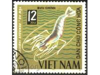 Marca ștampilată Sea Fauna Shrimp 1965 din Vietnam