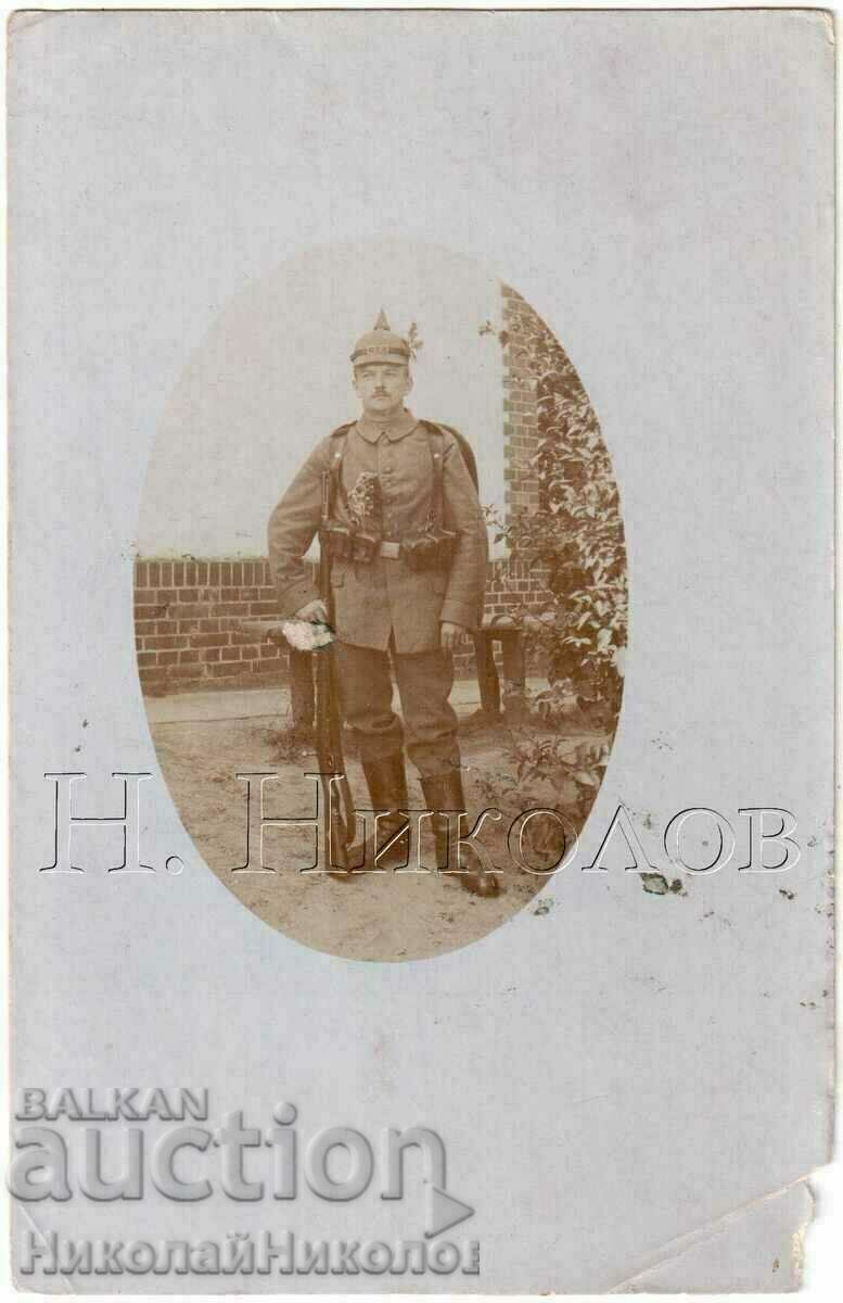 1915 ΠΑΛΙΑ ΦΩΤΟΓΡΑΦΙΑ PSV ΓΕΡΜΑΝΙΑ ΓΕΡΜΑΝΙΚΟΣ ΣΤΡΑΤΙΩΤΟΣ ΜΕ ΤΥΦΕΚΙΟ G230