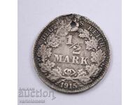 1/2 Mark 1915 - Γερμανία 2,7g Ag / 910