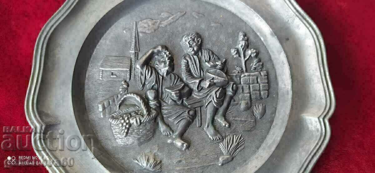 Placă de perete din metal, cositor gravat, „struguri” - 6