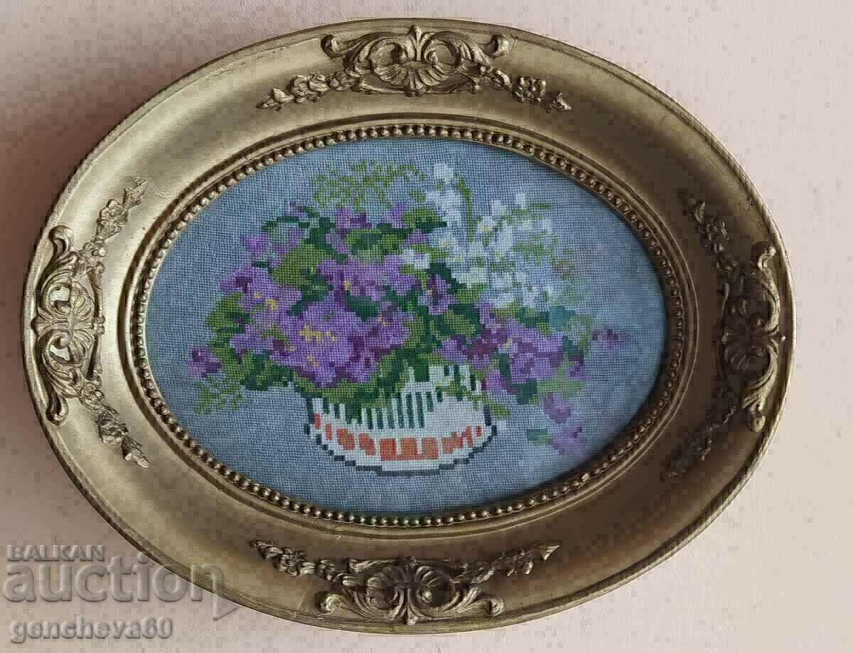 Delivery of Gobelin "Flowers" in a beautiful frame, glass 24/4/30cm