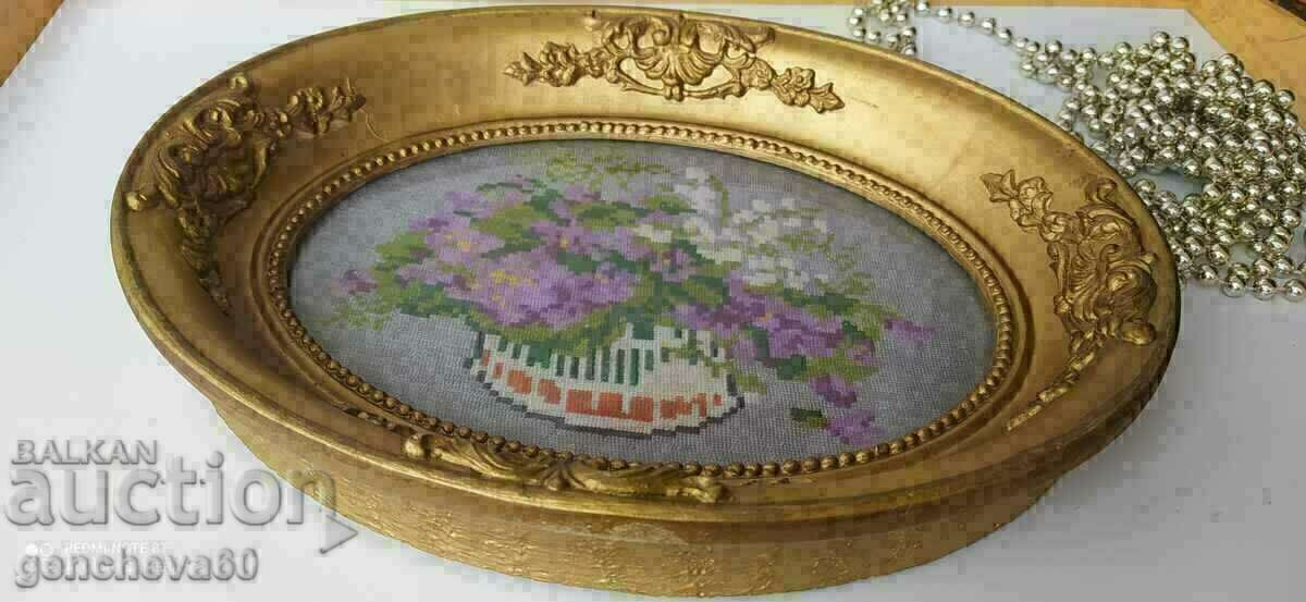 Gobelin "Flowers" in a beautiful frame, glass 24/4/30cm - 5