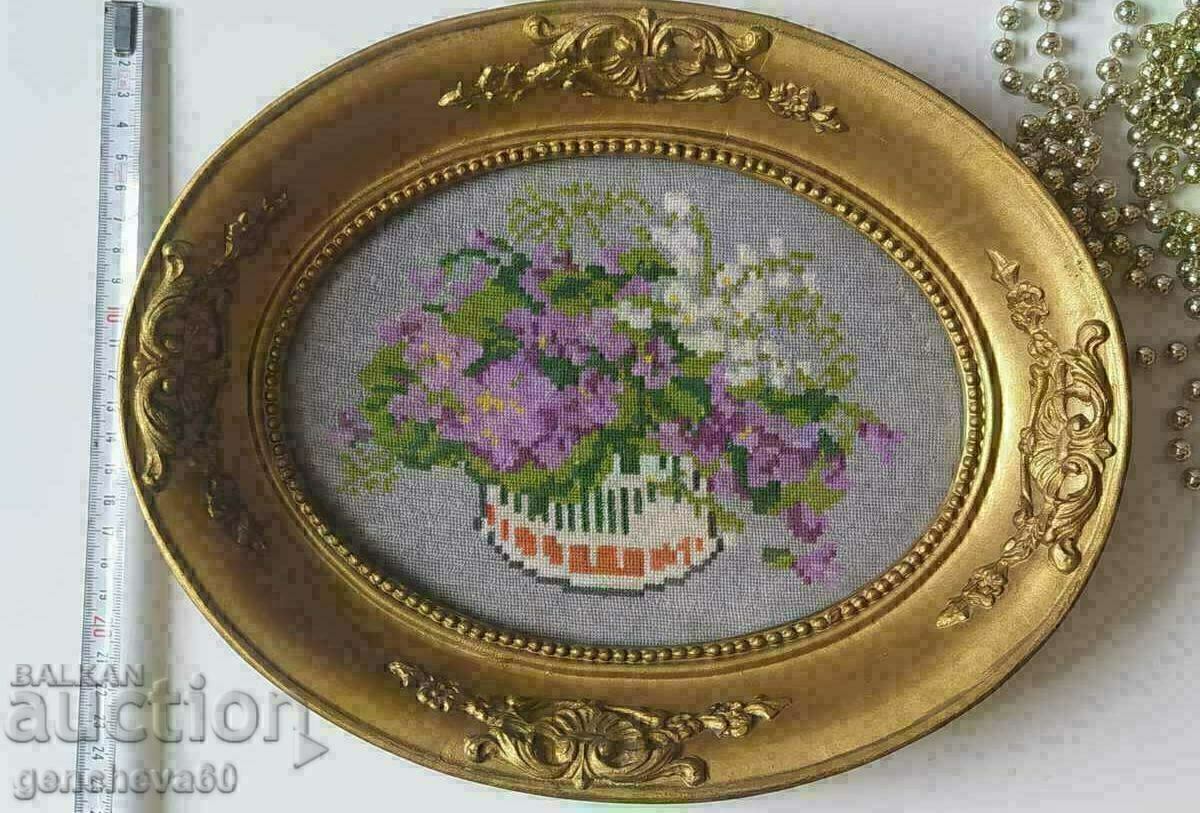 Gobelin "Flowers" in a beautiful frame, glass 24/4/30cm - 7