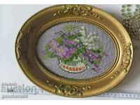Goblen „Flori” în ramă frumoasă, sticlă 24/4/30cm