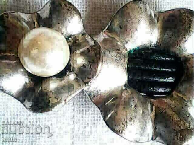 old leather bracelet silver plated and artificial pearl - 7