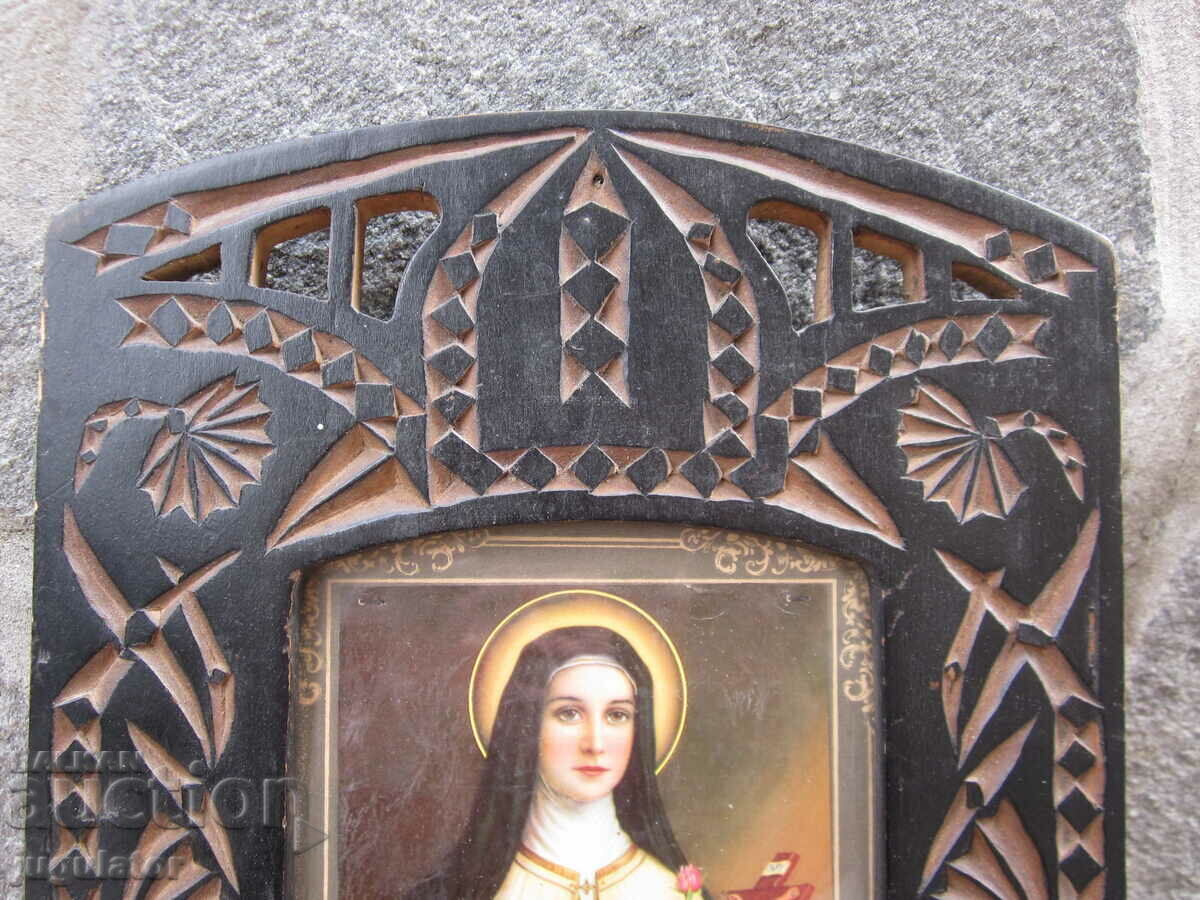 Delivery of Kingdom of Bulgaria domestic icon of the Virgin Mary in a wood carving frame