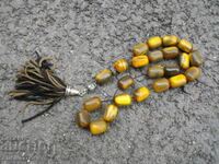 OLD BUFFALO HORN ROSARY WITH SILVER TASSEL