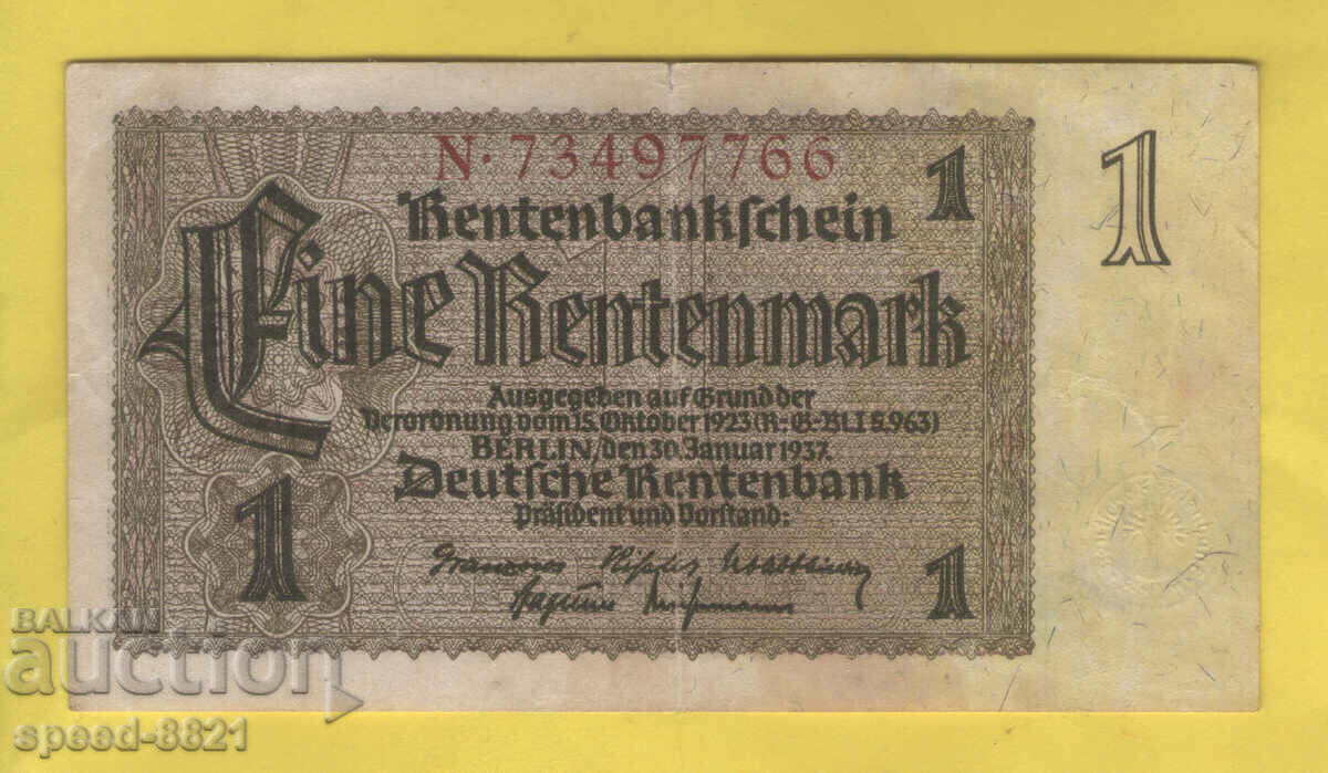1937 τραπεζογραμμάτιο 1 μάρκου Γερμανία