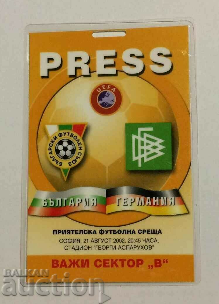 Football ticket Bulgaria-Germany 2002 Football ticket Bulgaria-Germany 2002