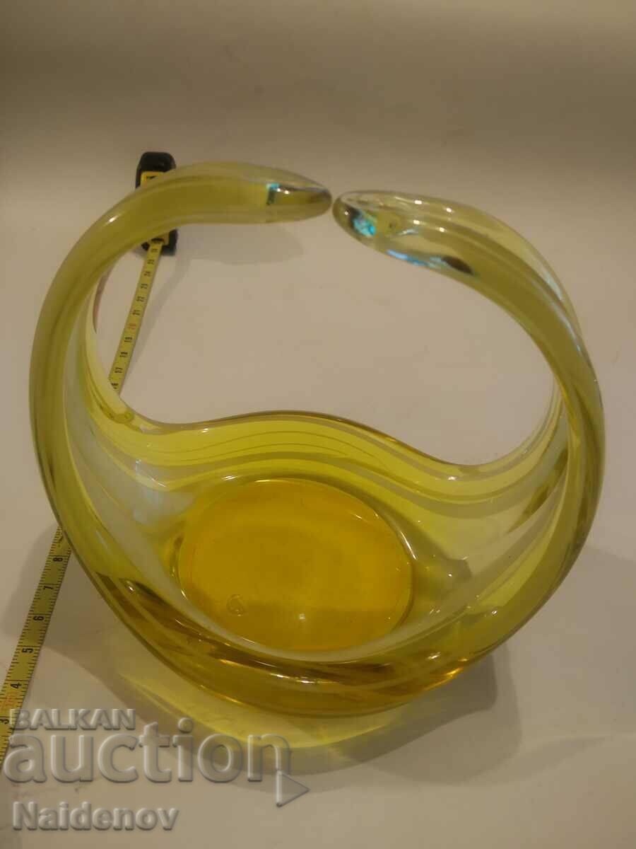 Μπομπονιέρα γυάλινο καλάθι χρωματιστό γυαλί χειροποίητο