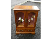 OLD WOODEN JEWELRY BOX CABINET