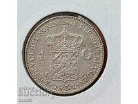 Нидерландия 1 гулден 1931  aUNC сребро