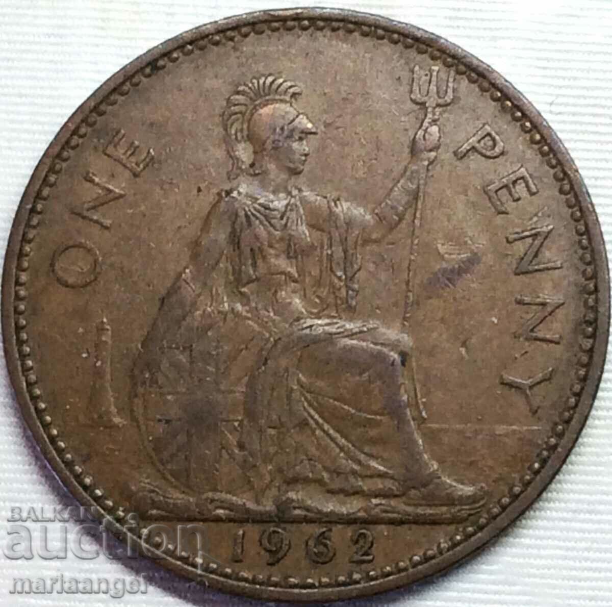 Marea Britanie 1 Penny 1962 30 mm Bronz 2