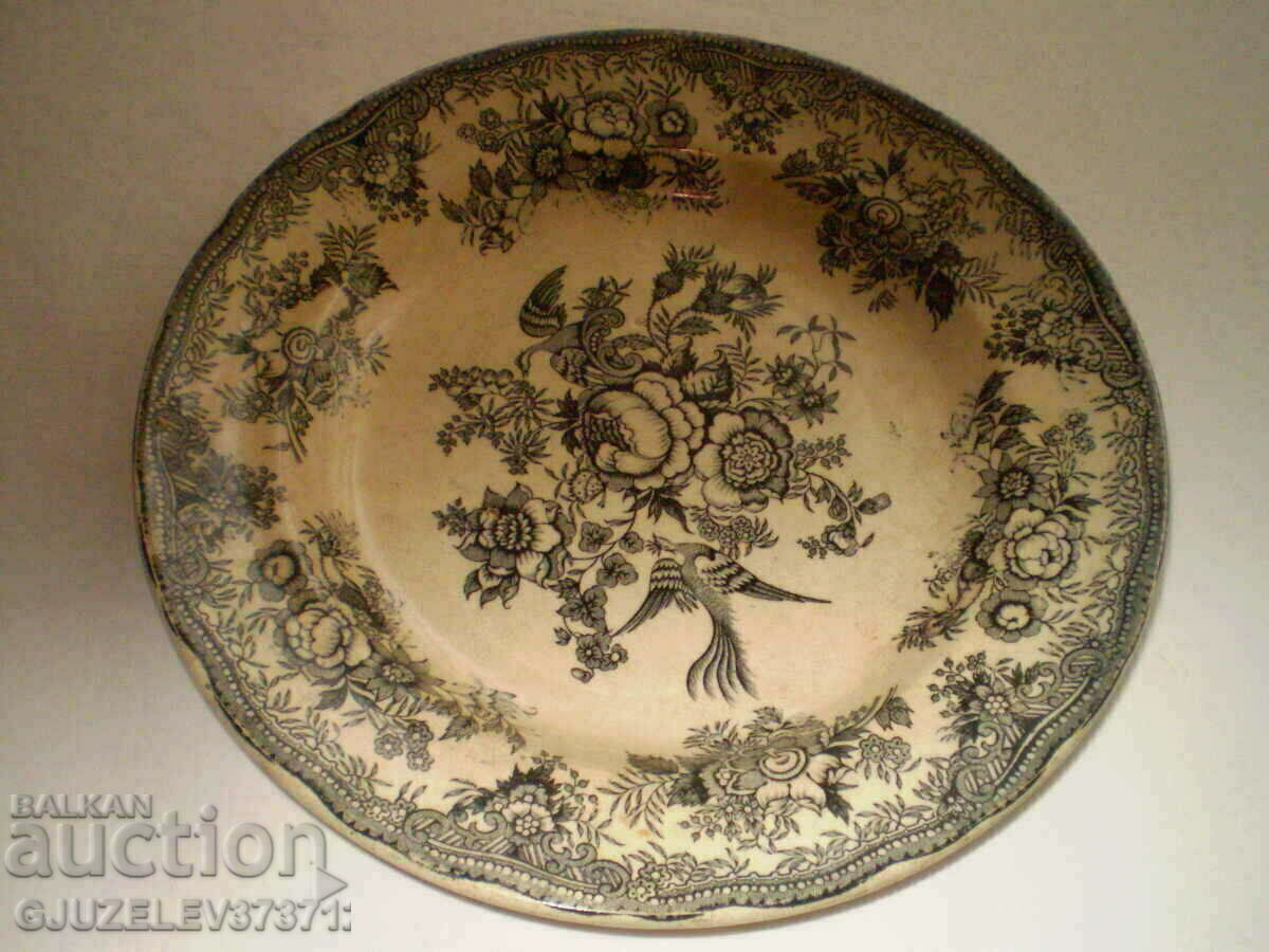 Auction  Plate - J.C. & S blue faience plate with pheasant motif