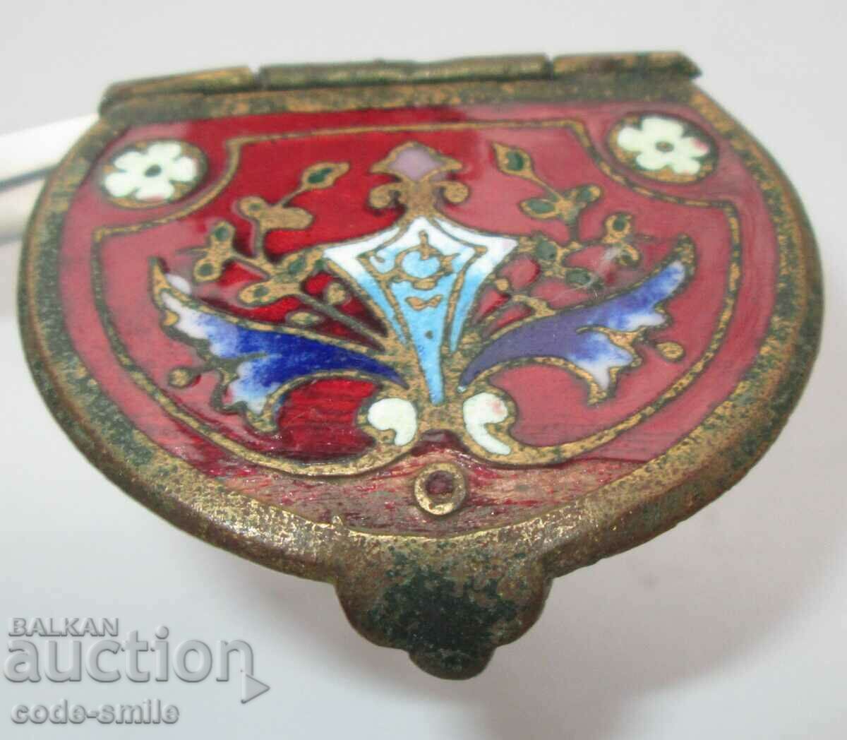 Delivery of Old antique small bronze vessel decorated with cellular enamel Delivery of Old antique small bronze vessel decorated with cellular enamel