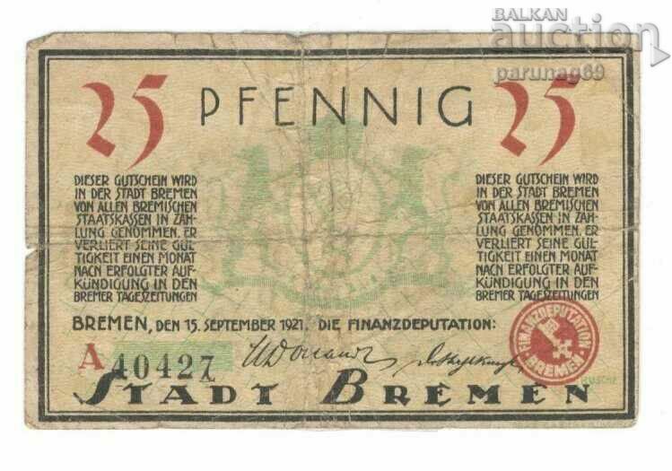 Германия Notgeld 25 пфенига 1921 година