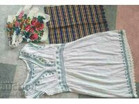 Dress with lace embroidery, scarf and authentic apron