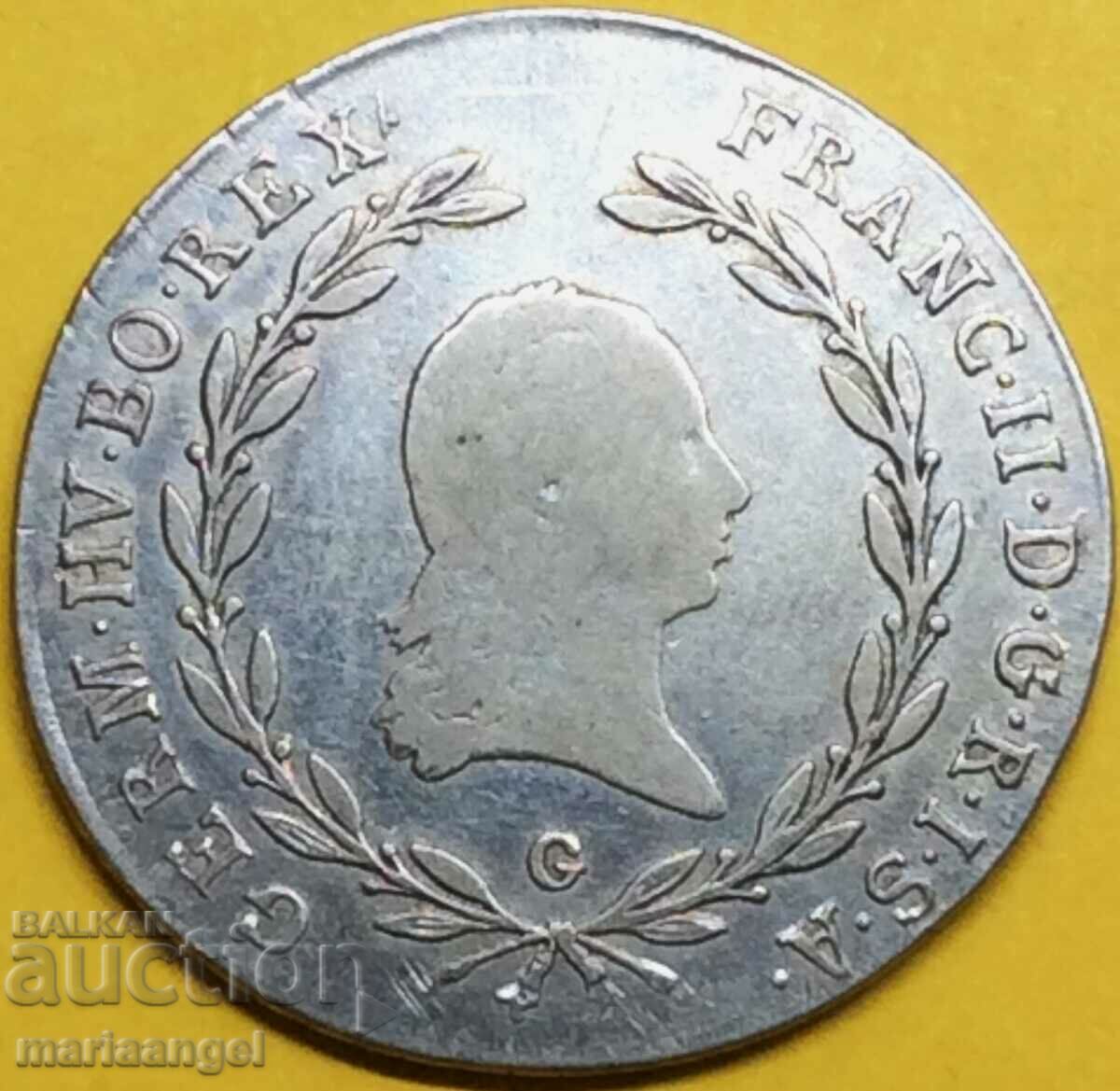 Австрия 20 кройцера 1804 G - Бала Маре Нагибания Франц II R