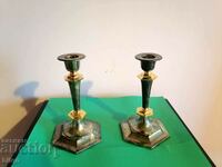 Lovely German Marked Silver Plated Candlesticks-sBs