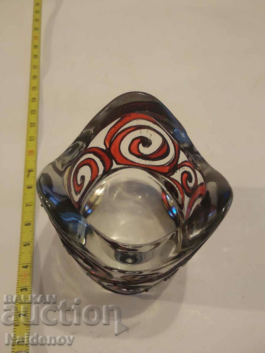 Δημοπρασία Όμορφη έγχρωμη γυάλινη κηροπήγια