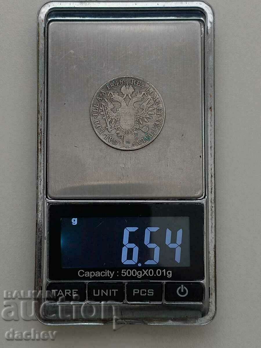 Auction Rare Silver Coin Austria 20 Kreuzer Austria-Hungary 1848 Auction Rare Silver Coin Austria 20 Kreuzer Austria-Hungary 1848