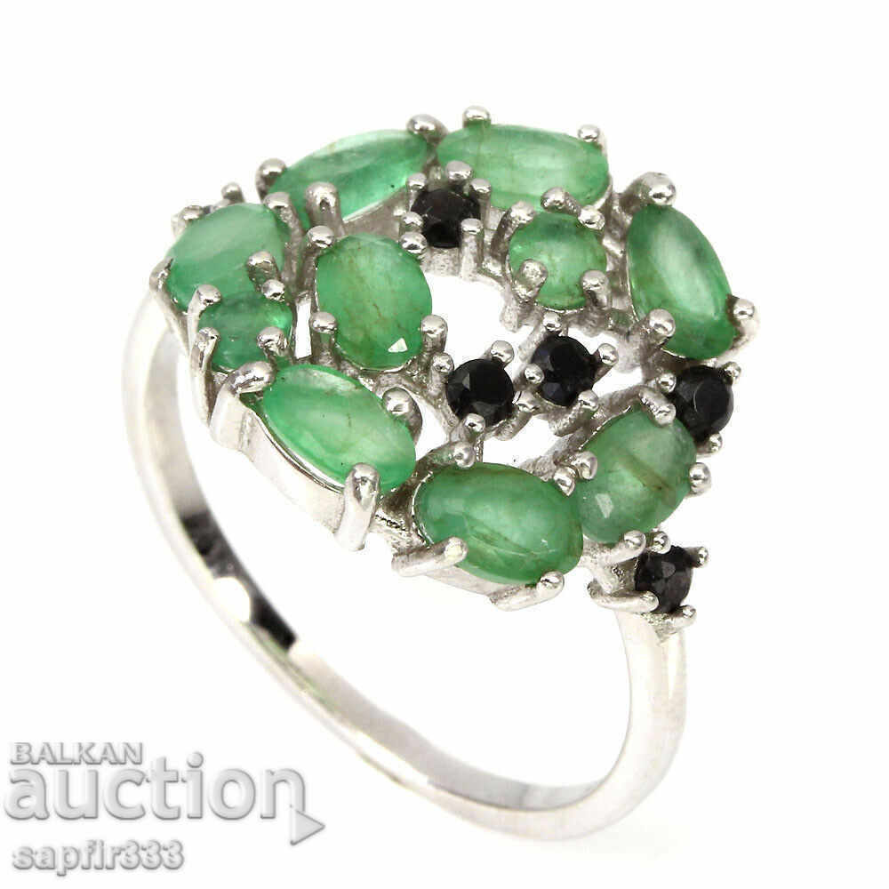 Inelul de lux cu smaralde și zirconii EM NATURALI cu preț 323.00 BGN | € 165.15
