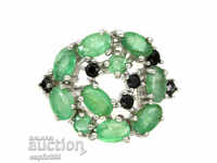 Inelul de lux cu smaralde și zirconii EM NATURALI