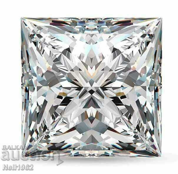 Moissanite (Diamant), PRINCESS CUT, 5,05 carate, 9,77 mm!!