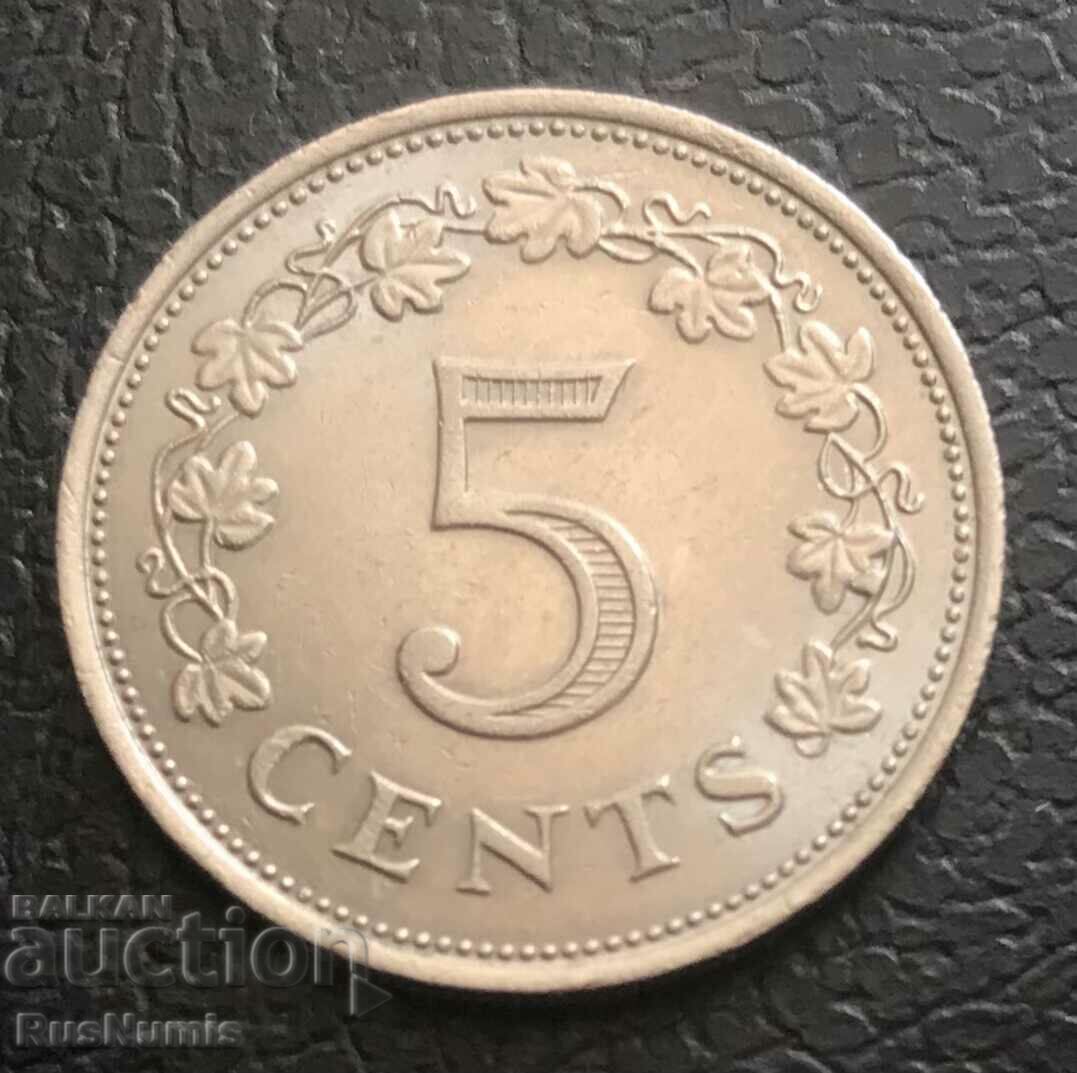 Malta. 5 cenți 1972