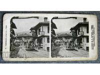Old streo card original street in the village of Rila
