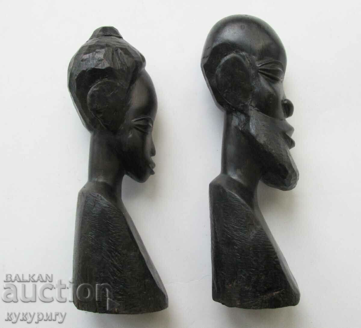Auction  2 Old African ebony figurines figures carving