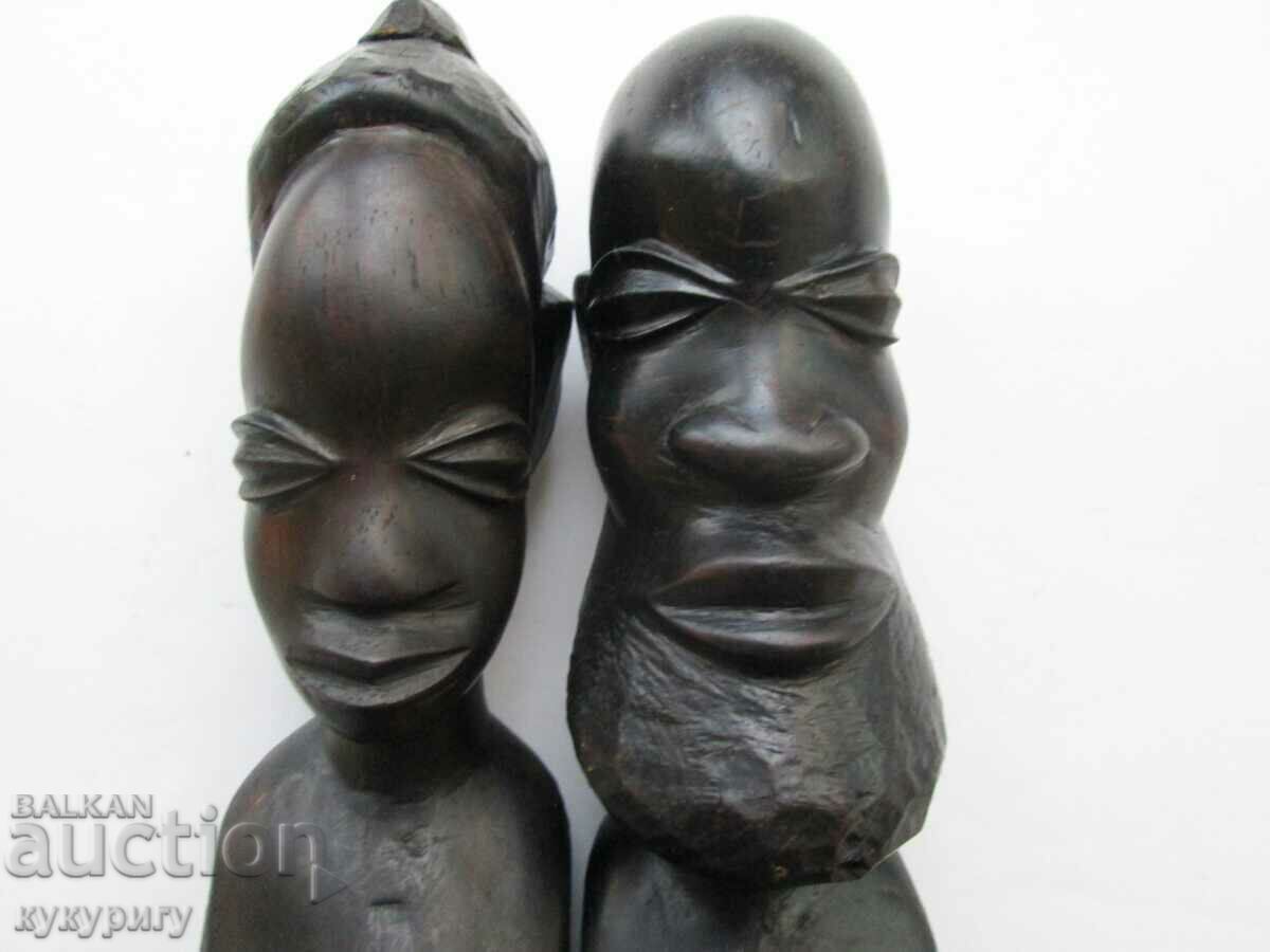 2 Old African ebony figurines figures carving - 5