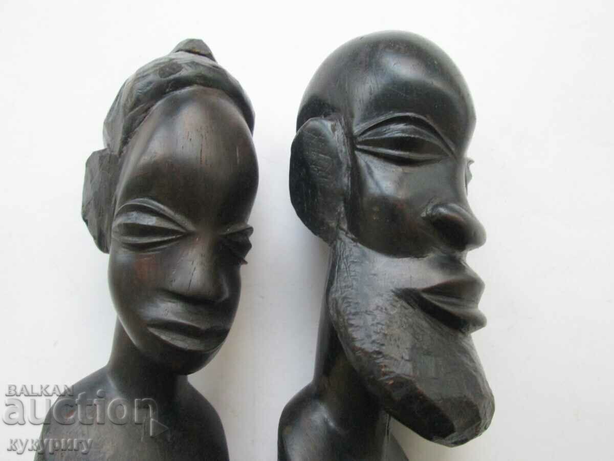 2 Old African ebony figurines figures carving - 6