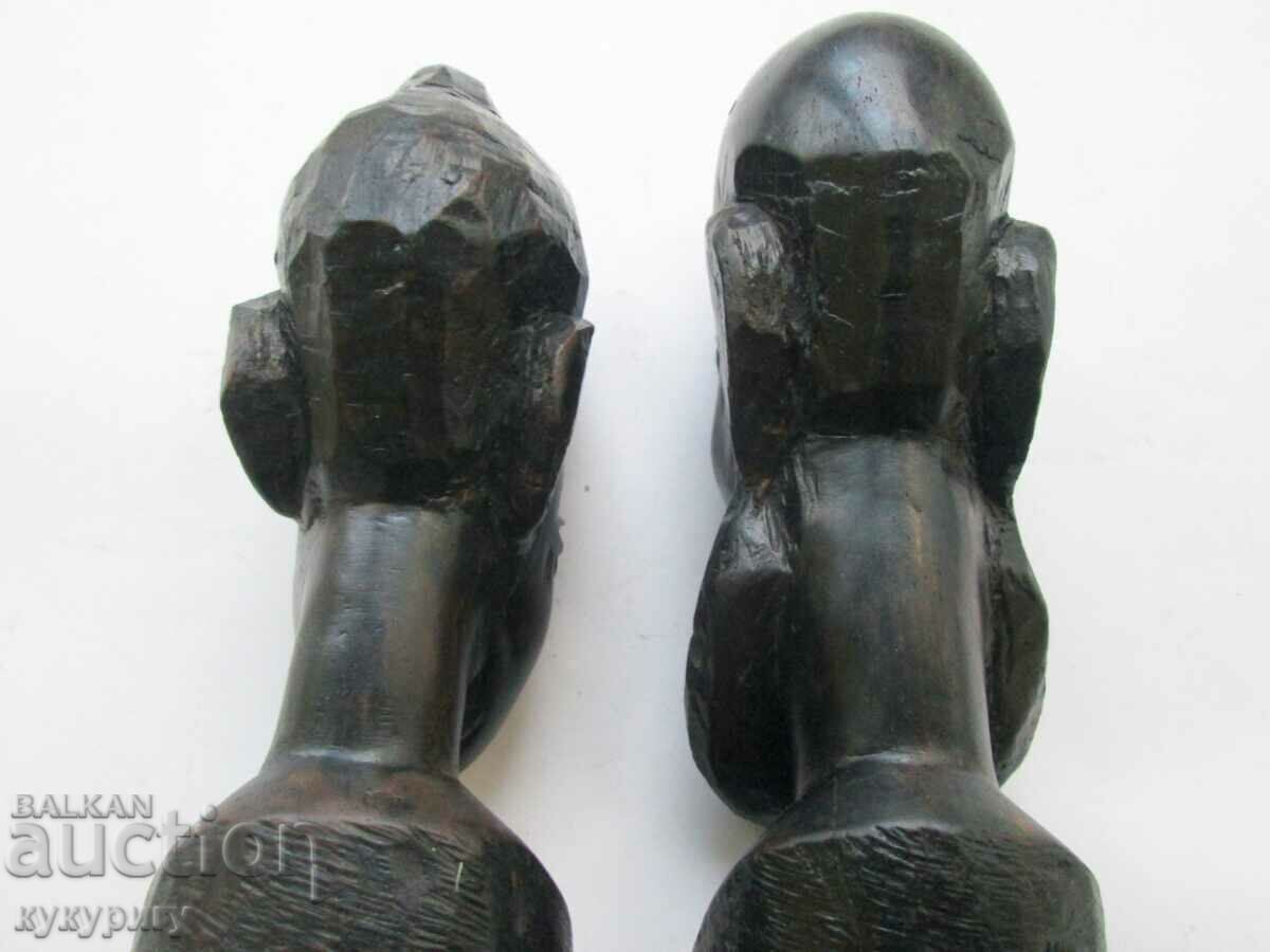 2 Old African ebony figurines figures carving - 7