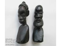 2 Old African ebony figurines figures carving