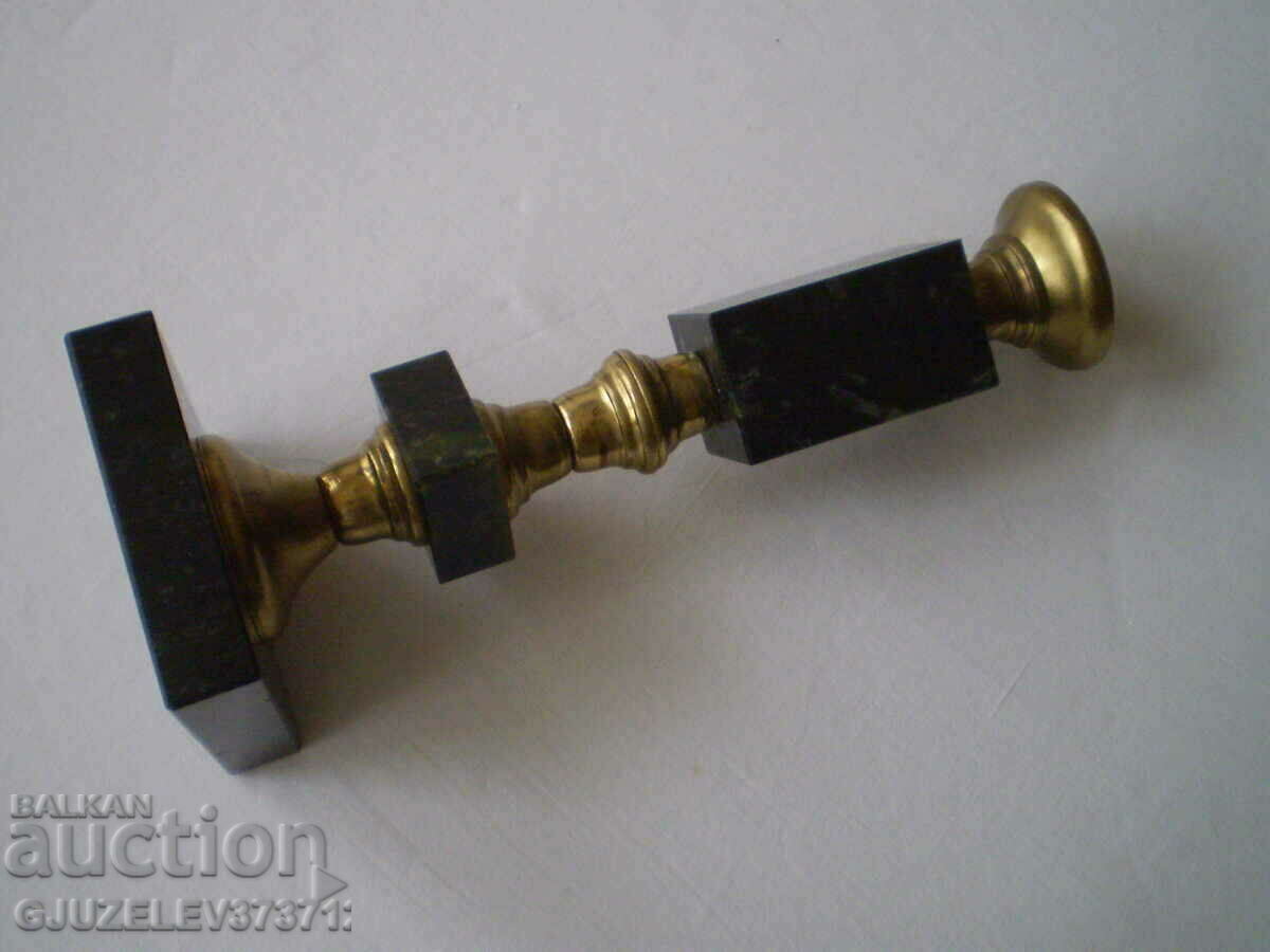 OLD CANDLESTICK BRASS AND MARBLE