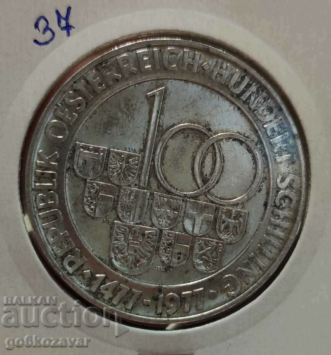 Австрия 100 Шилинга 1977г Сребро ! UNC
