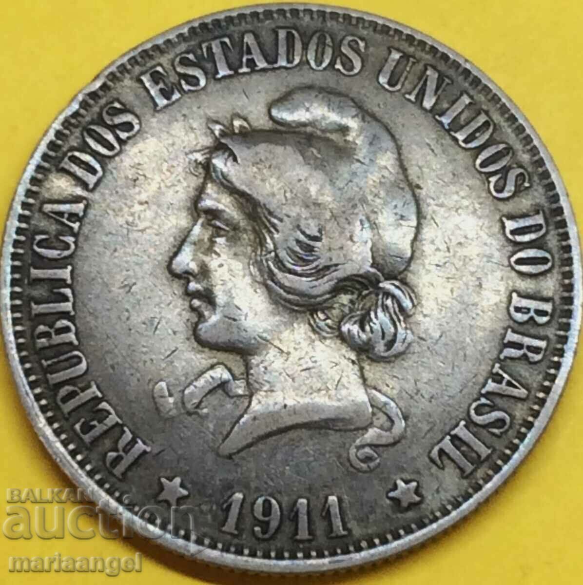 Brazil 1911 2000 reis 20g silver Patina