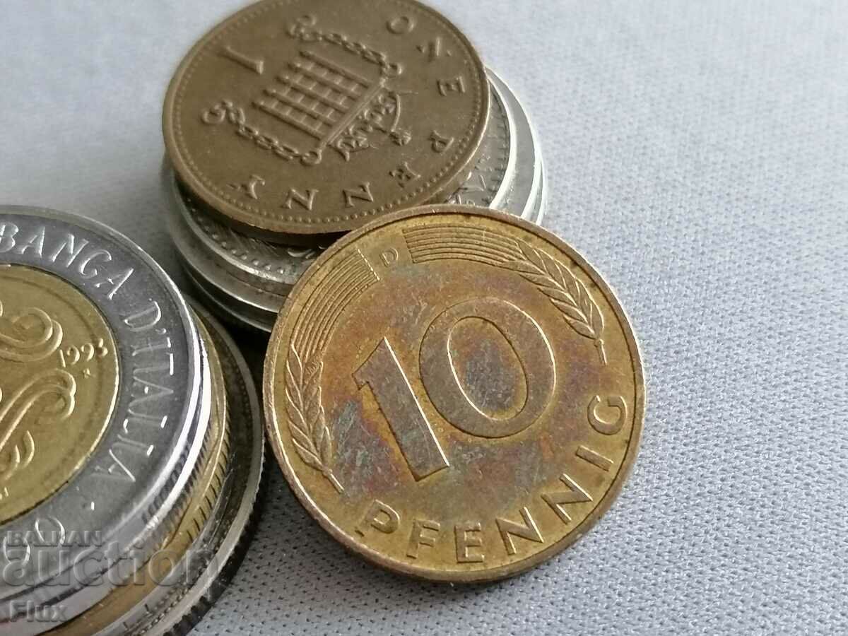 Монета - Германия - 10 пфенига | 1993г.; серия D