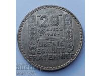 20 франка сребро Франция 1938 -  сребърна монета #43