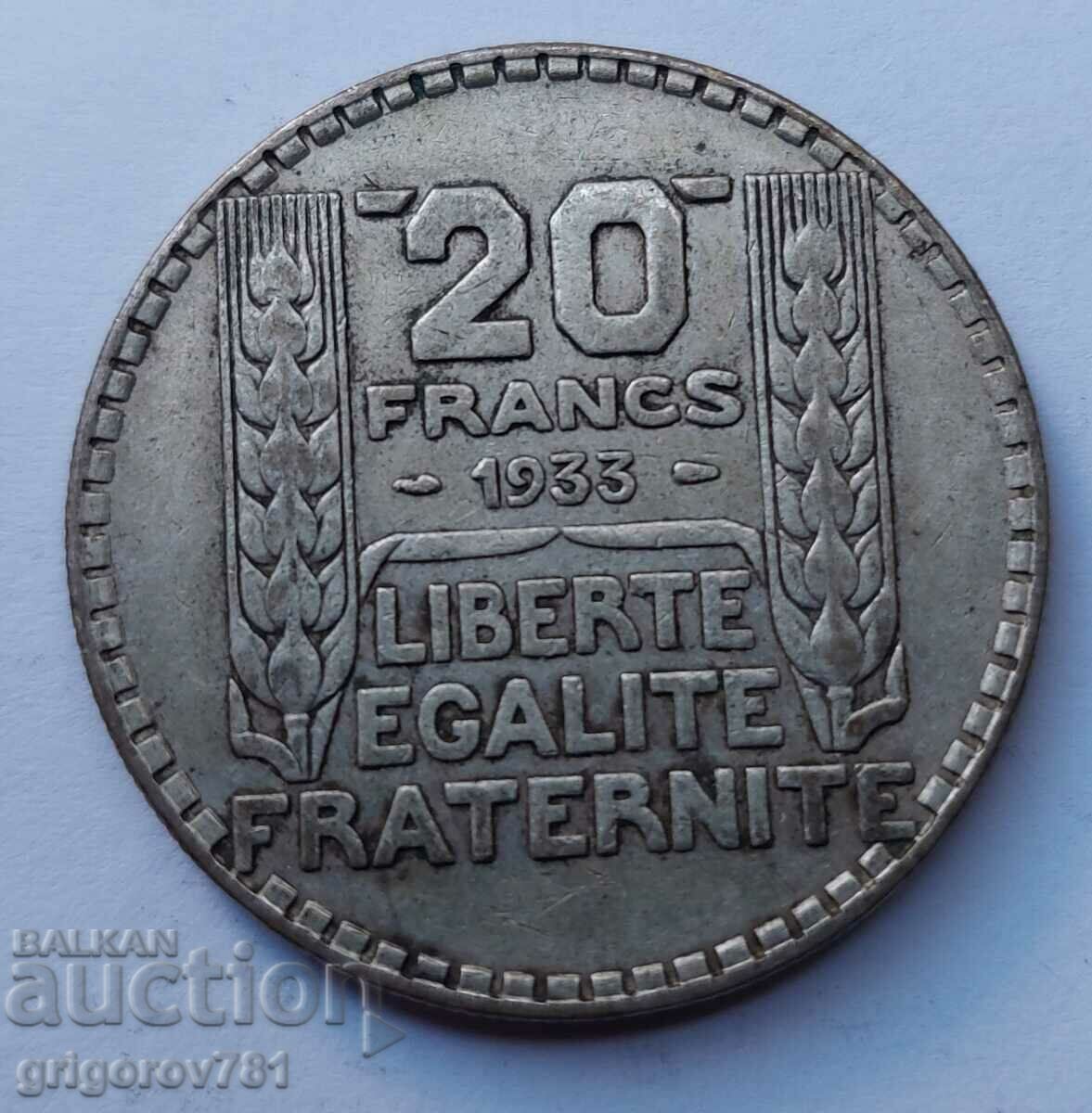 20 Francs Silver France 1933 - Silver Coin #46