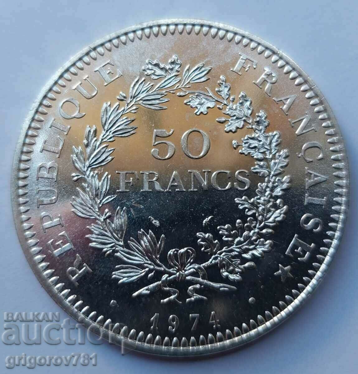 50 Francs Silver France 1974 - Silver Coin #6