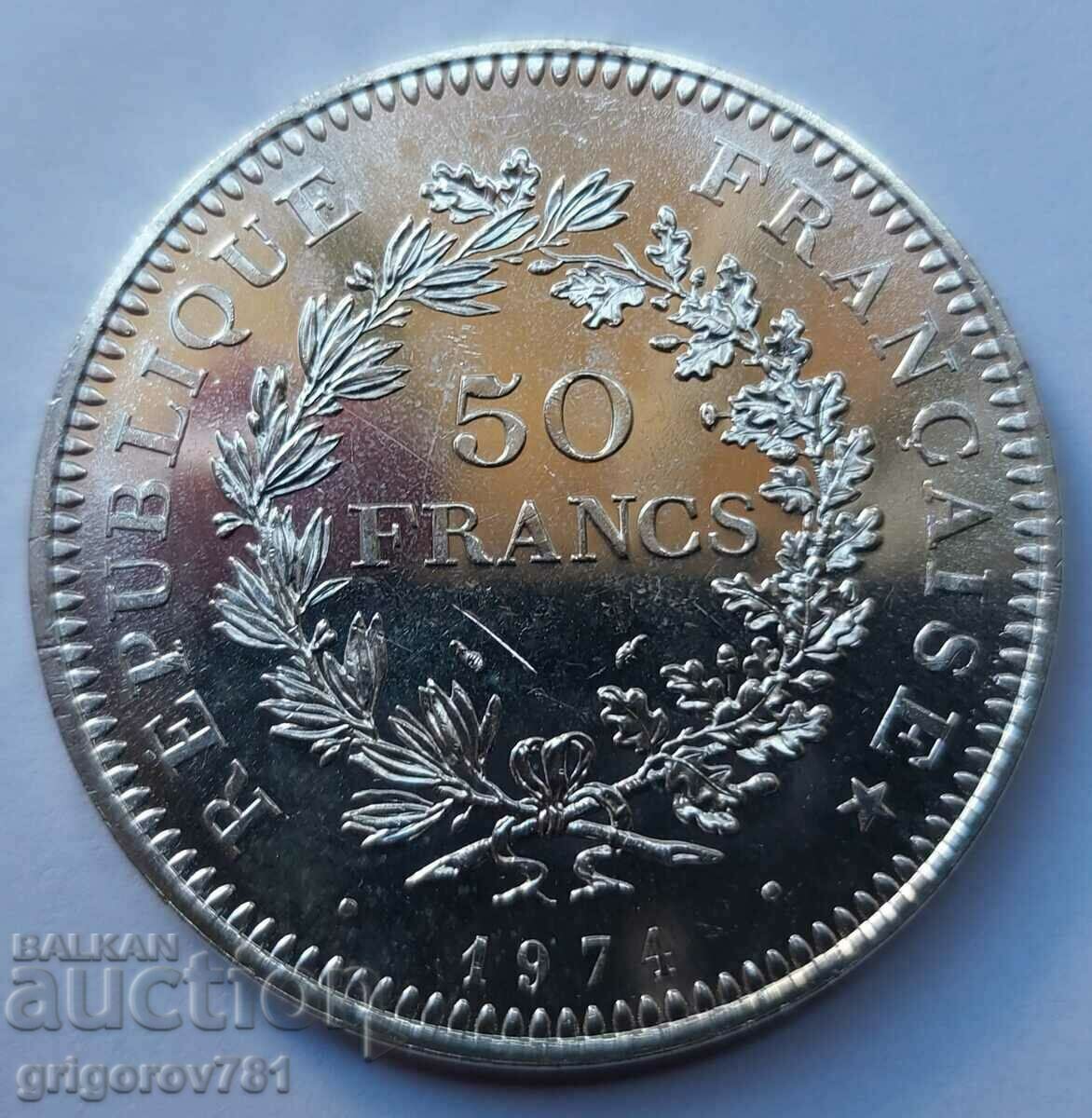 50 Francs Silver France 1974 - Silver Coin #7