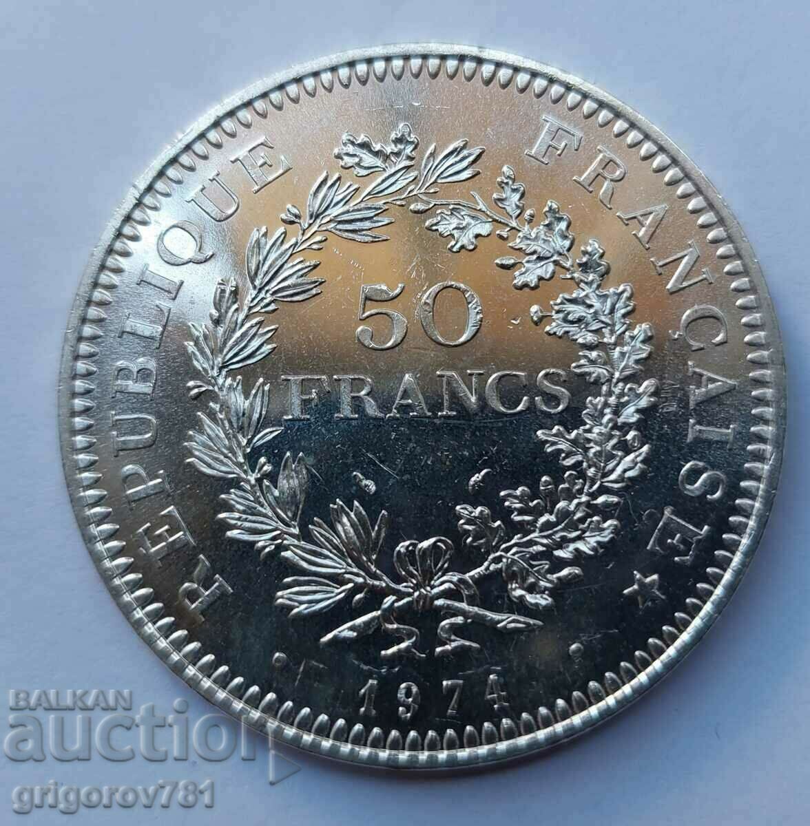 50 Francs Silver France 1974 - Silver Coin #10