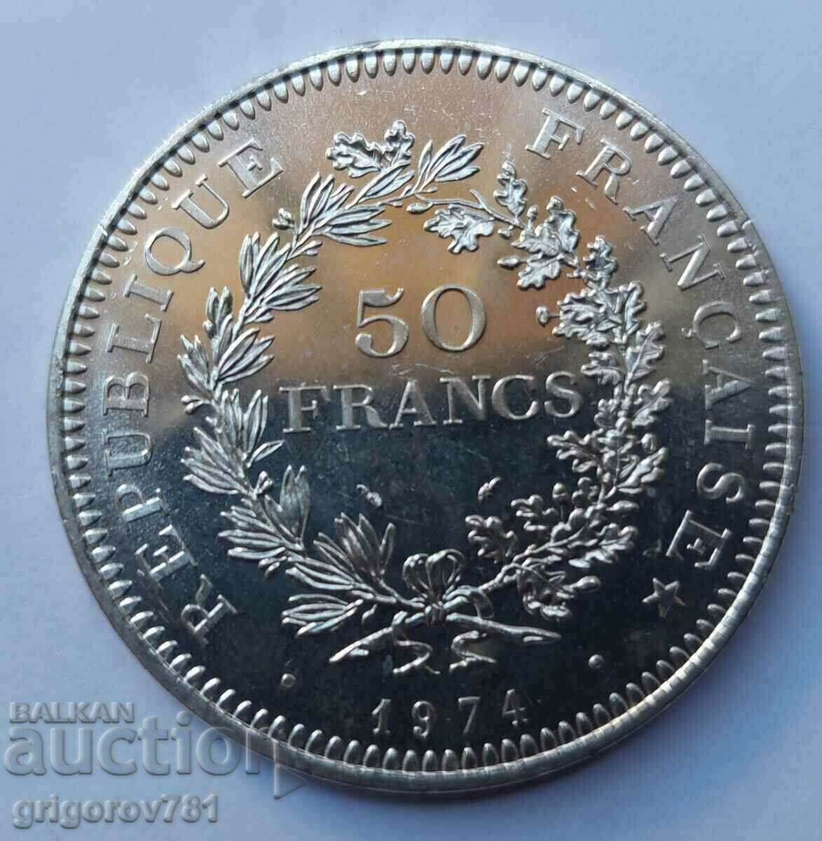 50 Φράγκα Ασημένιο Γαλλία 1974 - Ασημένιο νόμισμα #11
