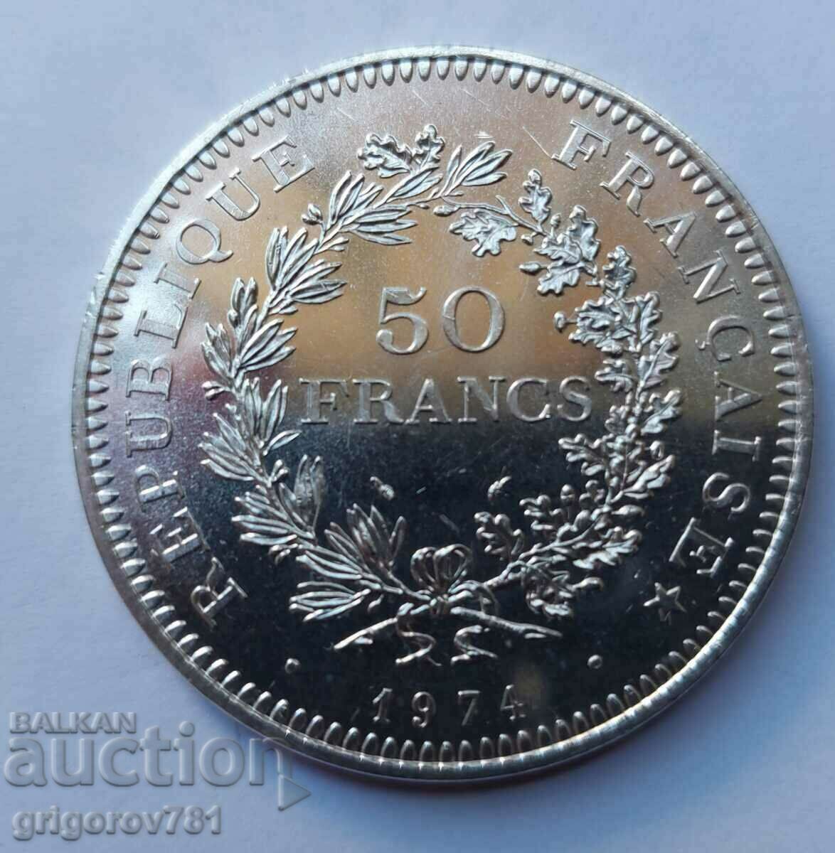 50 франка сребро Франция 1974 - сребърна монета #12