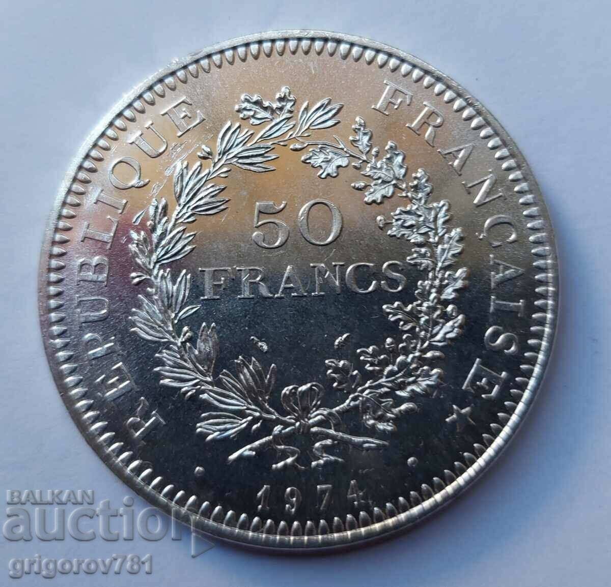 50 Φράγκα Ασημένιο Γαλλία 1974 - Ασημένιο νόμισμα #13